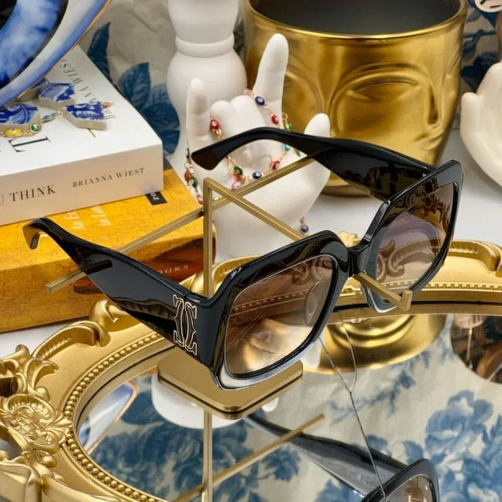 🆕 CARTIER 🧿 NWOT CT0434 Double C Square Sunglasses, Black Recycled Acetate - Picture 12 of 16